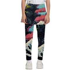 Retro Wave Kaiju Godzilla Japanese Pop Art Style Kids  Skirted Pants by Modalart