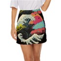 Retro Wave Kaiju Godzilla Japanese Pop Art Style Mini Front Wrap Skirt View1