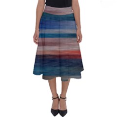 Background Horizontal Lines Perfect Length Midi Skirt by Amaryn4rt