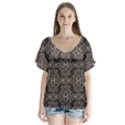 Line Geometry Pattern Geometric V-Neck Flutter Sleeve Top View1