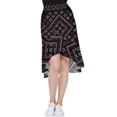 Pattern Abstract Design Art Frill Hi Low Chiffon Skirt by Ravend