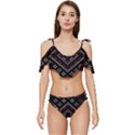 Pattern Abstract Design Art Ruffle Edge Tie Up Bikini Set	 View1
