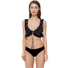 Pattern Abstract Design Art Low Cut Ruffle Edge Bikini Top by Ravend