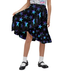 Background Stars Seamless Wallpaper Kids  Ruffle Flared Wrap Midi Skirt by Ravend