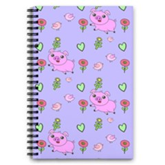 Flower Pink Pig Piggy Seamless 5 5  X 8 5  Notebook by Ravend