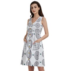 Floral Art Pattern Design Sleeveless Dress With Pocket by Ravend