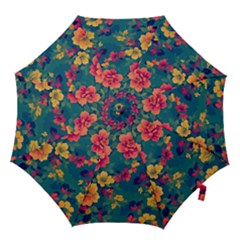 Floral Art Flowers Textile Hook Handle Umbrellas (medium) by Ravend