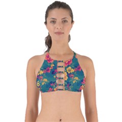 Floral Art Flowers Textile Perfectly Cut Out Bikini Top by Ravend