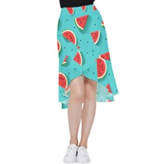 Watermelon Fruit Slice Frill Hi Low Chiffon Skirt by Ravend