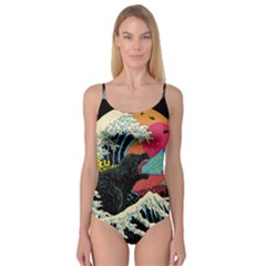 Retro Wave Kaiju Godzilla Japanese Pop Art Style Camisole Leotard  by Modalart