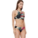 Retro Wave Kaiju Godzilla Japanese Pop Art Style Banded Triangle Bikini Set View3