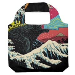 Retro Wave Kaiju Godzilla Japanese Pop Art Style Premium Foldable Grocery Recycle Bag by Modalart