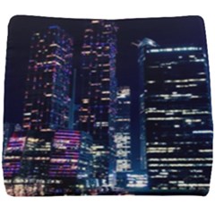 Black Building Lighted Under Clear Sky Seat Cushion by Modalart