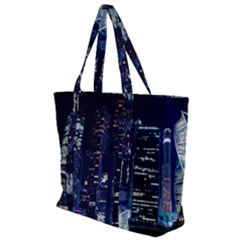 Black Building Lighted Under Clear Sky Zip Up Canvas Bag by Modalart