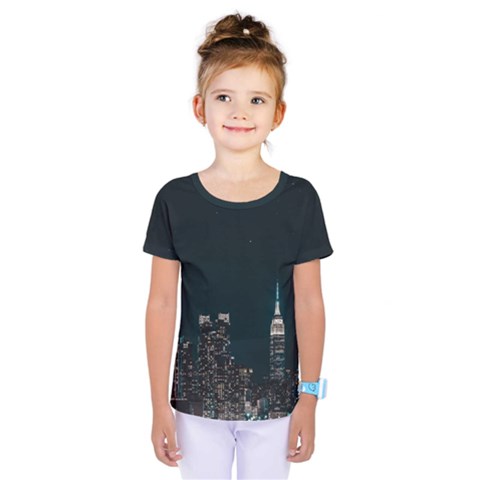 Skyline Photography Of Buildings Kids  One Piece T-shirt by Modalart