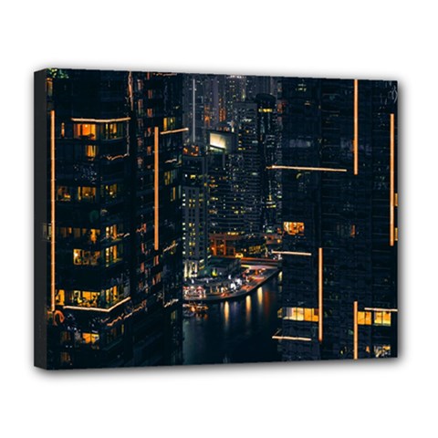 Photo Of Buildings During Nighttime Canvas 14  X 11  (stretched) by Modalart