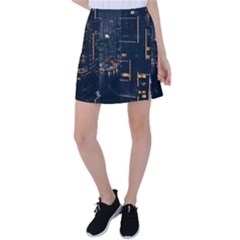 Photo Of Buildings During Nighttime Tennis Skirt by Modalart