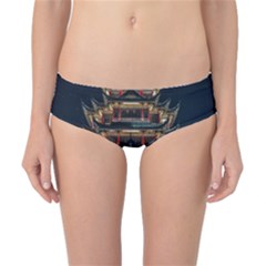 Blue Yellow And Green Lighted Pagoda Tower Classic Bikini Bottoms by Modalart