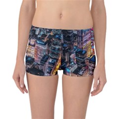 Aerial Photo Of Cityscape At Night Reversible Boyleg Bikini Bottoms by Modalart