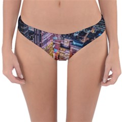 Aerial Photo Of Cityscape At Night Reversible Hipster Bikini Bottoms by Modalart