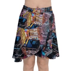 Aerial Photo Of Cityscape At Night Chiffon Wrap Front Skirt by Modalart