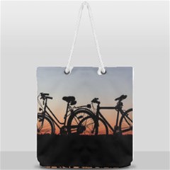 Bicycles Wheel Sunset Love Romance Full Print Rope Handle Tote (large) by Amaryn4rt