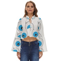 Eyes Comic Cartoon Fun Funny Toon Boho Long Bell Sleeve Top by Ndabl3x