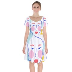 Art Womens Lovers Short Sleeve Bardot Dress by Ndabl3x