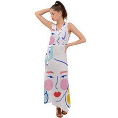 Art Womens Lovers V-neck Chiffon Maxi Dress by Ndabl3x