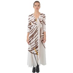 Abstract Hand Vine Lines Drawing Button Up Boho Maxi Dress by Ndabl3x