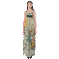 Vintage World Map Empire Waist Maxi Dress by Ndabl3x