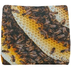 Yellow And Black Bees On Brown And Black Seat Cushion by Ndabl3x