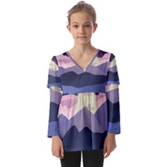 Summer Season Nature Kids  V Neck Casual Top by Grandong