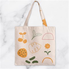 Cherries Flower Leaves Floral Zipper Grocery Tote Bag by Grandong