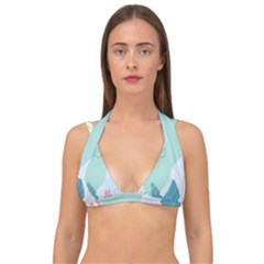 Plants Leaves Border Frame Double Strap Halter Bikini Top by Grandong