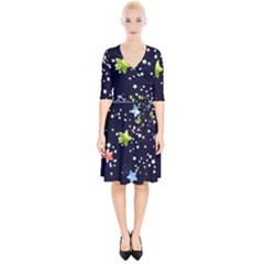 Abstract Eart Cover Blue Gift Wrap Up Cocktail Dress by Grandong