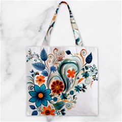 Flowers Scrapbook Decorate Zipper Grocery Tote Bag by Grandong