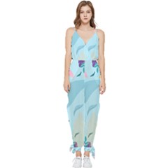 Leaves Nature Background Plants Sleeveless Tie Ankle Chiffon Jumpsuit by Grandong