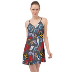 Sea Animals Pattern Wallpaper Fish Summer Time Chiffon Dress by Grandong