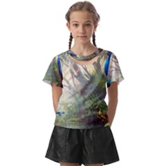 Peafowl Peacock Bird Birds Painting Art Wildlife Kids  Front Cut T-shirt by Sarkoni