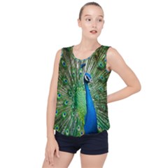 Peafowl Peacock Bubble Hem Chiffon Tank Top by Sarkoni