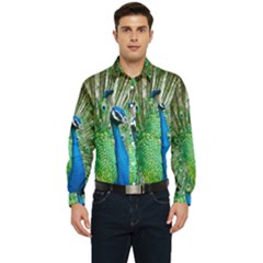Peafowl Peacock Men s Long Sleeve Pocket Shirt  by Sarkoni