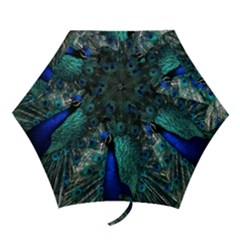 Blue And Green Peacock Mini Folding Umbrellas by Sarkoni