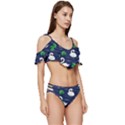 Swan-pattern-elegant-design Ruffle Edge Tie Up Bikini Set	 View3