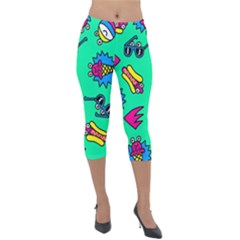Pattern Adweek Summer Lightweight Velour Capri Leggings  by Ndabl3x