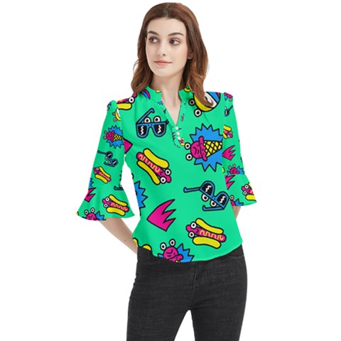 Pattern Adweek Summer Loose Horn Sleeve Chiffon Blouse by Ndabl3x