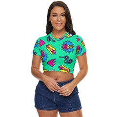 Pattern Adweek Summer Side Button Cropped T-shirt by Ndabl3x