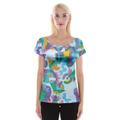 Pattern Hotdog Trap Cap Sleeve Top by Ndabl3x