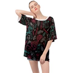 Abstract Pattern Oversized Chiffon Top by Ndabl3x