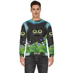 Kitten Black Furry Illustration Men s Fleece Sweatshirt by Sarkoni
